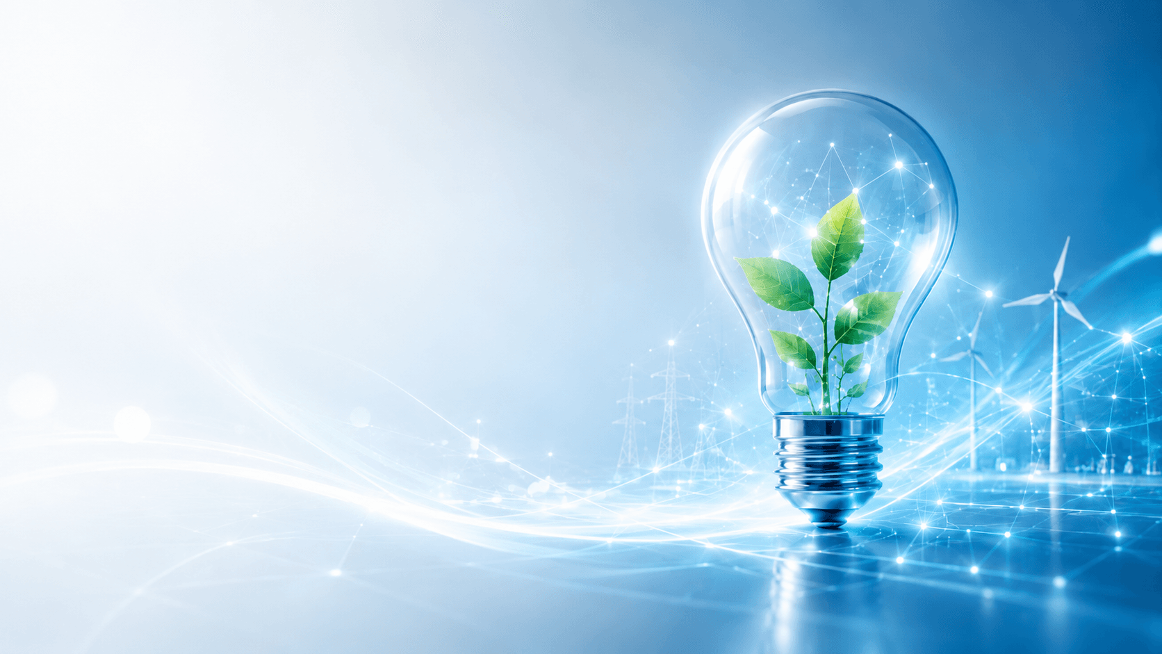 Clean energy lightbulb with connected renewable energy infrastructure